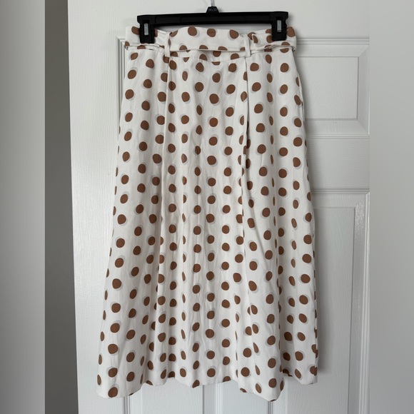 Ann Taylor A-Line Skirt in White and Brown Polka Dots - Picture 3 of 5
